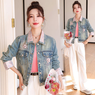 Embroidered Beaded Sequins Denim Jacket