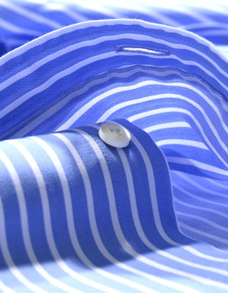 Sky Blue Striped Cotton Dress Shirt