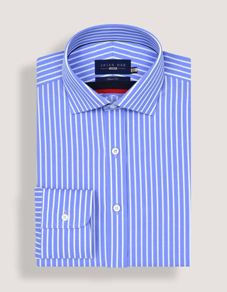 Sky Blue Striped Cotton Dress Shirt