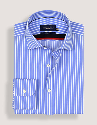 Sky Blue Striped Cotton Dress Shirt