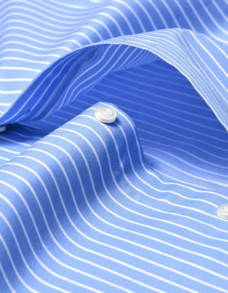 Sky Blue Striped Shirt with White Collar & Cuffs