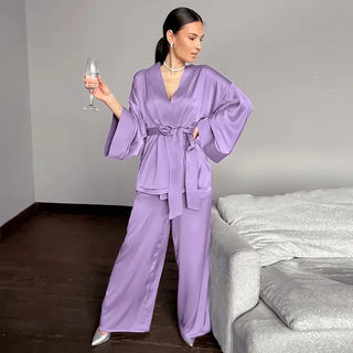 comfortable Sleepwear full sleeve 2 Piece satin set