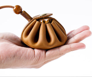 Handmade Genuine Leather Drawstring Coin Bag for Men And Women