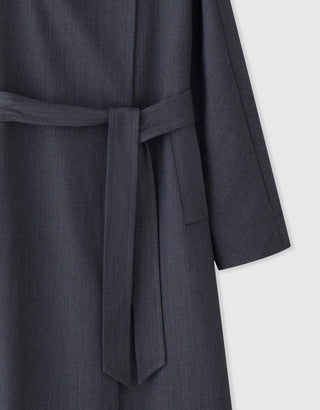 Homy's Wool Texture Atmospheric Lapel Long Trench Coat