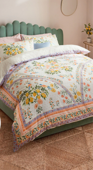 100% Cotton sateen floral scarf print duvet cover bedding set