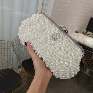 Ivory Pearl in shell shape and soft touch clutch bag - Hstrends