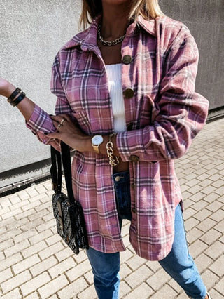 Oversize Women's Plaid Shirt Jacket - Hstrends