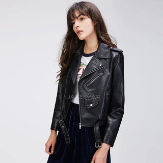 Short PU Leather Jacket - Biker Style