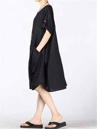 Linen Lantern Loose-fitting Dress