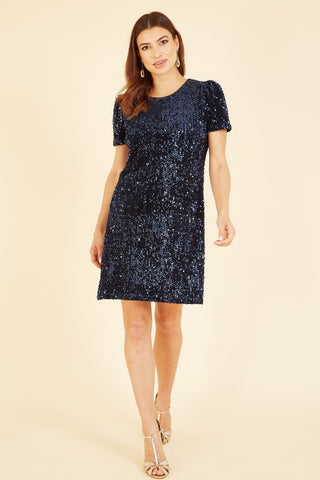 Yumi Navy Sequin Tunic Dress