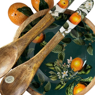 Handcrafted Orange Blossom Round Wooden Tray 30cm