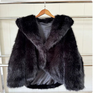 Women's Faux Fox Fur Hooded Coat - Hstrends