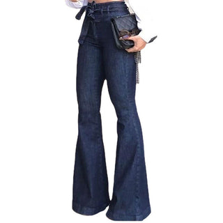 High-waisted Micro-elastic Belt Flared Wide-leg Women Jeans