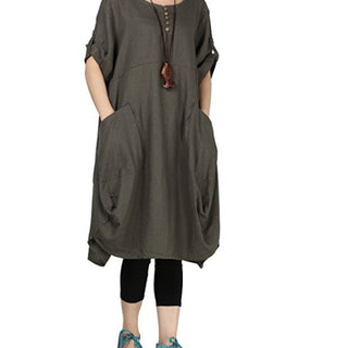Linen Lantern Loose-fitting Dress