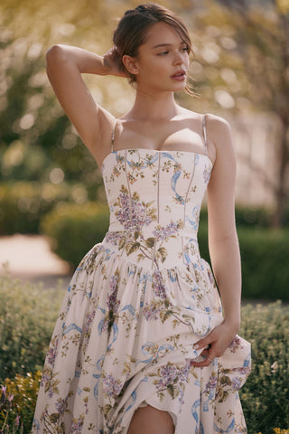 Fairy-Like Elegance,  Slimming Floral Spaghetti Strap Dress