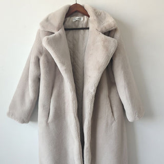 Thickened Rabbit Fur Extended Knee-length Plush Coat For Women