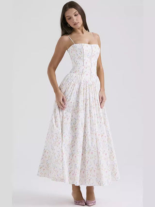 Fairy-Like Elegance,  Slimming Floral Spaghetti Strap Dress