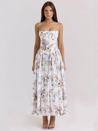 Fairy-Like Elegance,  Slimming Floral Spaghetti Strap Dress