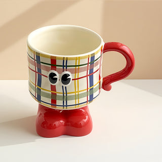 Little Monster Mug-Red / Pink Plaid