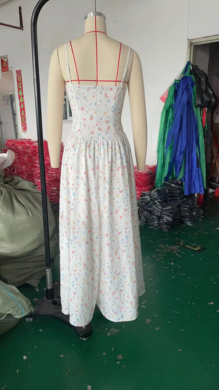 Fairy-Like Elegance,  Slimming Floral Spaghetti Strap Dress