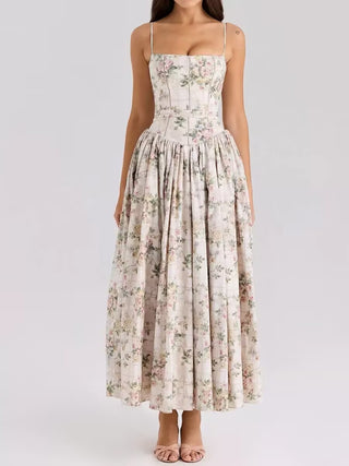 Fairy-Like Elegance,  Slimming Floral Spaghetti Strap Dress