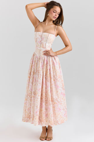 Fairy-Like Elegance,  Slimming Floral Spaghetti Strap Dress