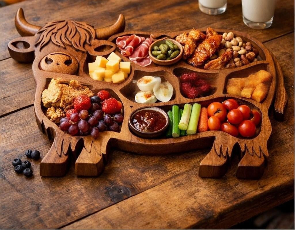 Highland cow Wooden shaped Food Tray for platter