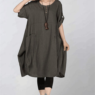 Linen Lantern Loose-fitting Dress