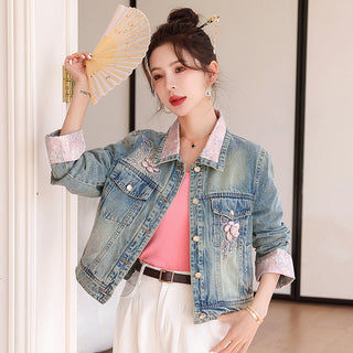 Embroidered Beaded Sequins Denim Jacket