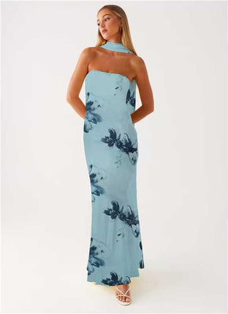 Floral Fishtail dress Tight Waist Slimming maxi dress