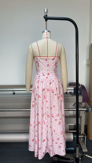 Fairy-Like Elegance,  Slimming Floral Spaghetti Strap Dress
