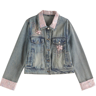 Embroidered Beaded Sequins Denim Jacket