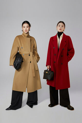 Homy's Double-Sided Double-Breasted think Cashmere long Coat