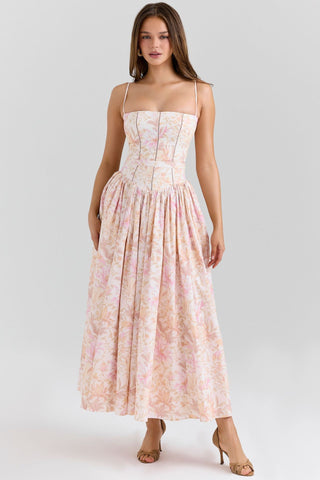 Fairy-Like Elegance,  Slimming Floral Spaghetti Strap Dress