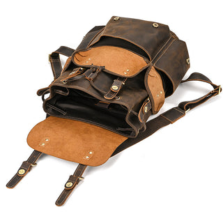 Retro Backpack Large Capacity Cowhide 16-inch Travel Bag