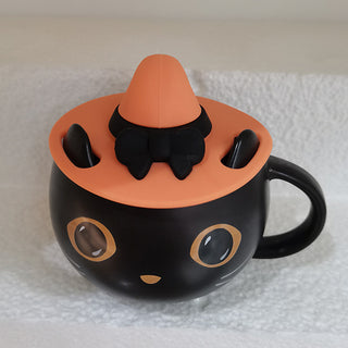 Ceramic Cute Mysterious Cat Halloween Pumpkin Couple Gift Mug