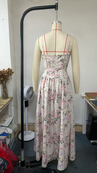 Fairy-Like Elegance,  Slimming Floral Spaghetti Strap Dress