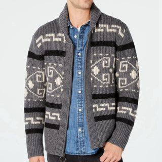 Men Casual Cardigan Long-sleeved Slim fit Jacquard Knitted