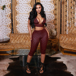 Sleeveless polka Dot Print Three-Piece Set