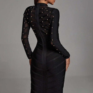 mesh long sleeve bandage dress