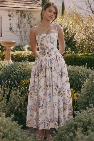 Fairy-Like Elegance,  Slimming Floral Spaghetti Strap Dress