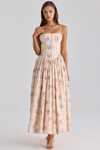 Fairy-Like Elegance,  Slimming Floral Spaghetti Strap Dress