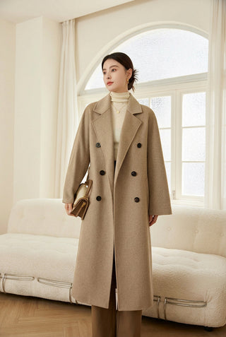 Homy's Double-Sided Double-Breasted think Cashmere long Coat