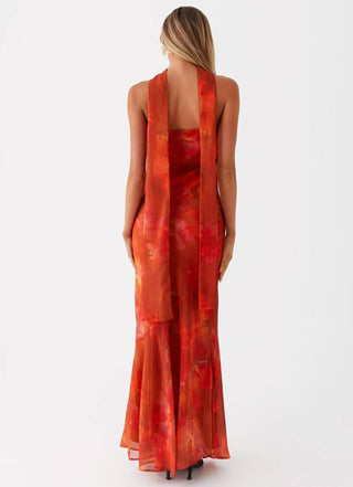 Floral Fishtail dress Tight Waist Slimming maxi dress