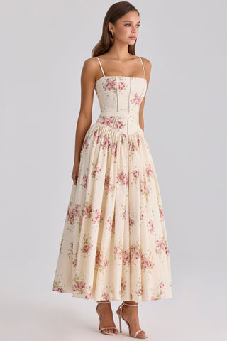 Fairy-Like Elegance,  Slimming Floral Spaghetti Strap Dress