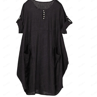Linen Lantern Loose-fitting Dress