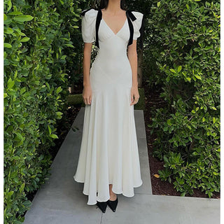 French-Style Kendall Retro Puff Sleeve maxi Dress