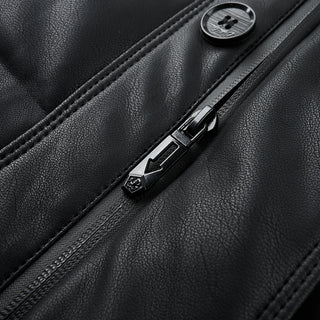 Homy's Genuine Leather black Mid-length Thickened fur Jacket