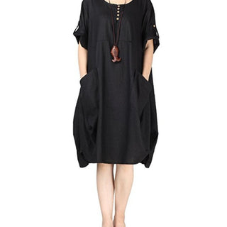 Linen Lantern Loose-fitting Dress