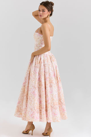 Fairy-Like Elegance,  Slimming Floral Spaghetti Strap Dress